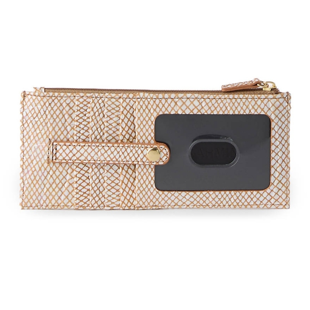 Brahmin Tan and Cream Textured Wallet